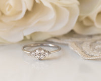 Unique Diamond Ring, Diamond Cluster Ring, Diamond Engagement ring, Thin Delicate Diamond Ring