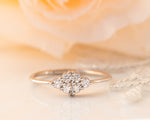 Unique Diamond Ring, Diamond Cluster Ring, Diamond Engagement ring, Thin Delicate Diamond Ring