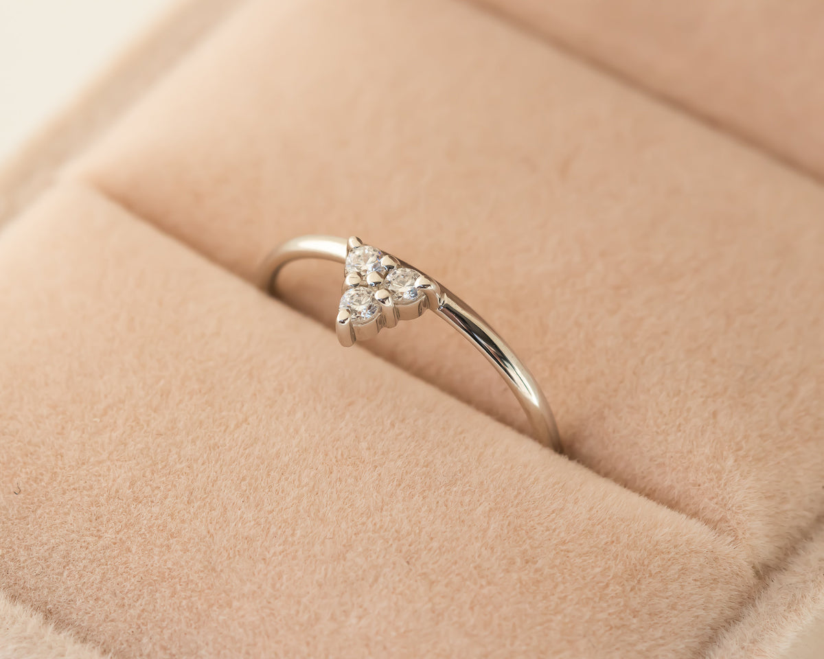 Diamond Ring, Staking Diamond Ring, Diamond Engagement ring, Thin Delicate Diamond Cluster Ring