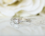 Diamond Engagement ring, Gold Diamond Ring, Thin Delicate Diamond Ring, Past Present Future Engagement Ring