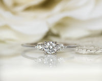 Diamond Engagement ring, Gold Diamond Ring, Thin Delicate Diamond Ring, Past Present Future Engagement Ring