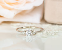 Diamond Engagement ring, Gold Diamond Ring, Thin Delicate Diamond Ring, Past Present Future Engagement Ring