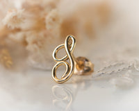 Personalized Earrings, Gold Initial Stud Earrings, Gold Letter Earrings, Initial Earrings, Script Earrings, Anniversary Gift