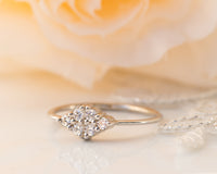 Unique Diamond Ring, Diamond Cluster Ring, Diamond Engagement ring, Thin Delicate Diamond Ring
