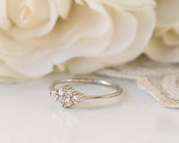 Unique Diamond Ring, Diamond Cluster Ring, Diamond Engagement ring, Thin Delicate Diamond Ring