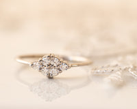 Unique Diamond Ring, Diamond Cluster Ring, Diamond Engagement ring, Thin Delicate Diamond Ring