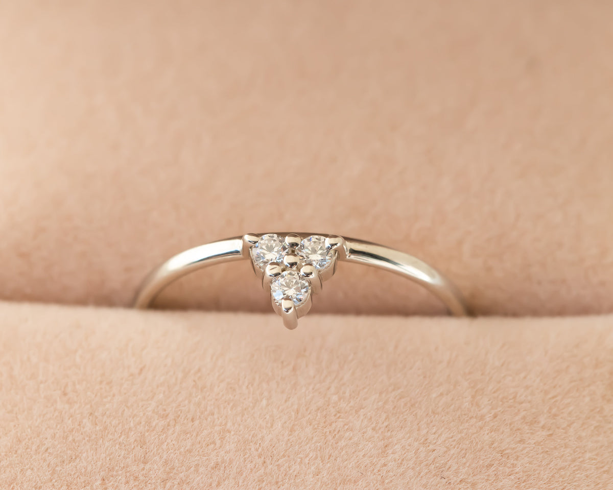 Diamond Ring, Staking Diamond Ring, Diamond Engagement ring, Thin Delicate Diamond Cluster Ring