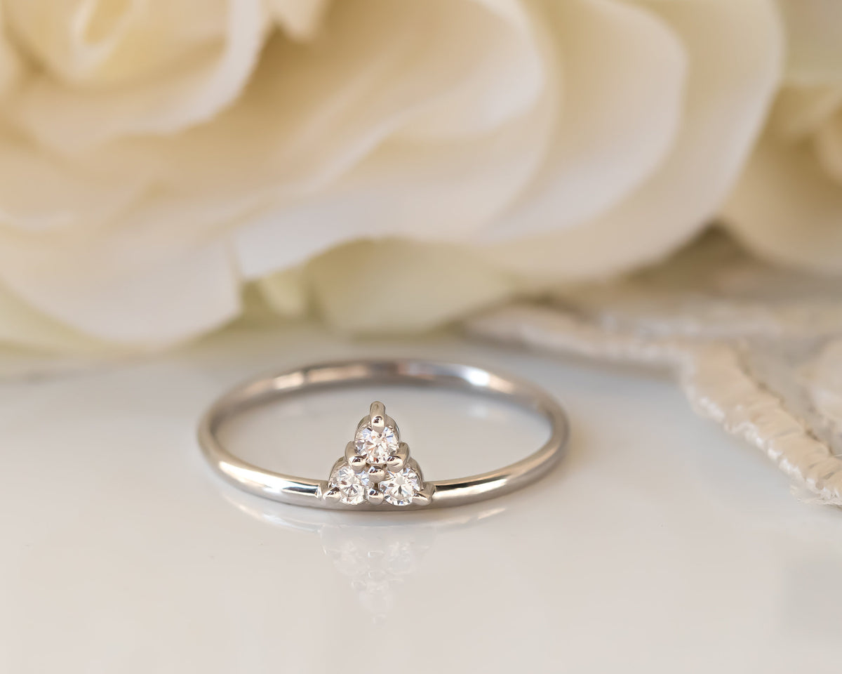Diamond Ring, Staking Diamond Ring, Diamond Engagement ring, Thin Delicate Diamond Cluster Ring