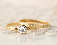 Matching Engagement ring and wedding Ring set - Bridal set, Floral Diamond ring, small diamond ring, wedding band, 14k solid gold ring set.