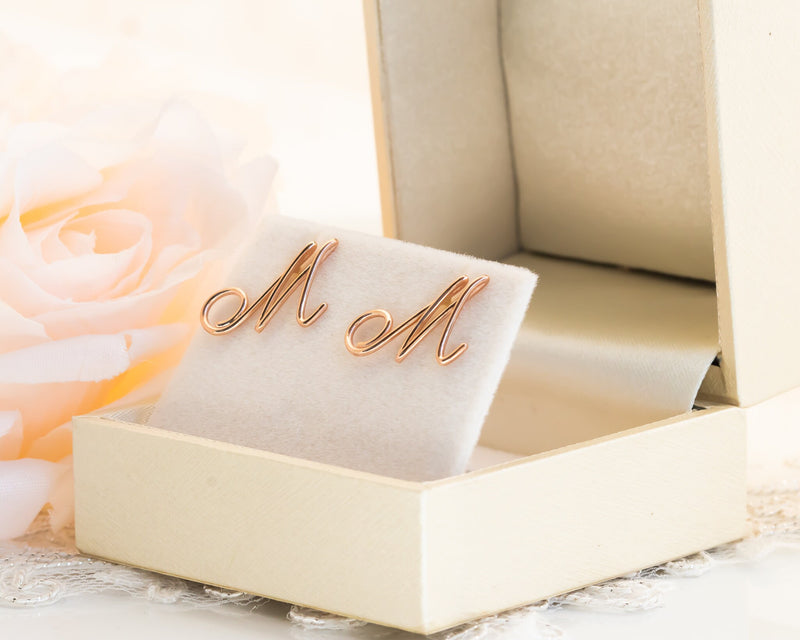 Personalized Earrings, Gold Initial Stud Earrings, Gold Letter Earrings, Initial Earrings, Script Earrings, Anniversary Gift