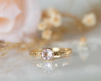 Rose Quartz Ring Set, Wedding Ring Set, Bridal Ring Set, Floral Engagement Ring, Rose Quartz Gold Ring, Pink Ring Set Gold Gemstone Ring Set