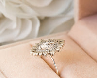 Marquise Engagement Ring, Nature Inspired Ring, Marquise Diamond Ring, Unique Diamond Ring, Alternative Engagement Ring, 14K, 18K