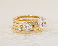 Matching Engagement ring and wedding Ring set - Bridal set, Floral Diamond ring, small diamond ring, wedding band, 14k solid gold ring set.