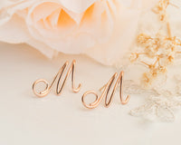 Personalized Earrings, Gold Initial Stud Earrings, Gold Letter Earrings, Initial Earrings, Script Earrings, Anniversary Gift