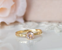 Rose Quartz Ring Set, Wedding Ring Set, Bridal Ring Set, Floral Engagement Ring, Rose Quartz Gold Ring, Pink Ring Set Gold Gemstone Ring Set