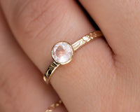 Rose Quartz Ring Set, Wedding Ring Set, Bridal Ring Set, Floral Engagement Ring, Rose Quartz Gold Ring, Pink Ring Set Gold Gemstone Ring Set