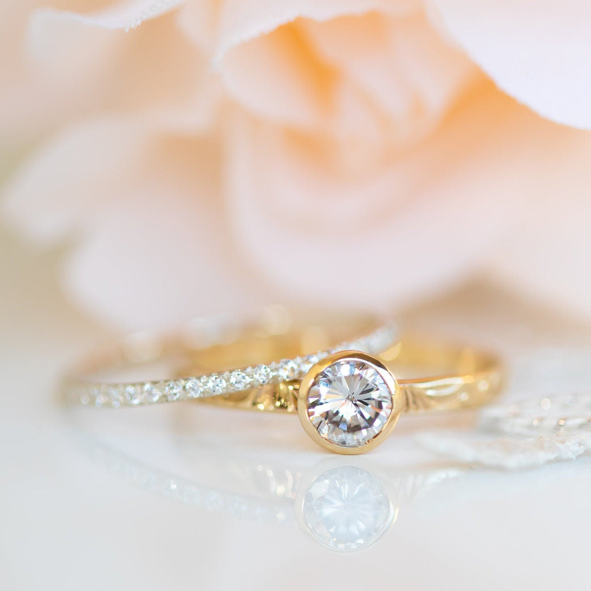 טבעת יהלום, טבעת אירוסין, סיון לוטן - Sivan Lotan Jewelry - Diamond Engagement Ring, Floral Diamond Ring, Floral Engagement Ring, Bezel Diamond Ring, 0.5 CT Diamond Ring, 14K / 18K Gold Diamond Ring