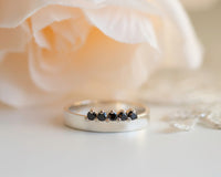 Black Diamond Ring, Black Diamonds Halo Ring, Wedding Diamond Ring, Diamond Wedding Band, 14K Gold Diamond Ring, a Unique Gift For Woman