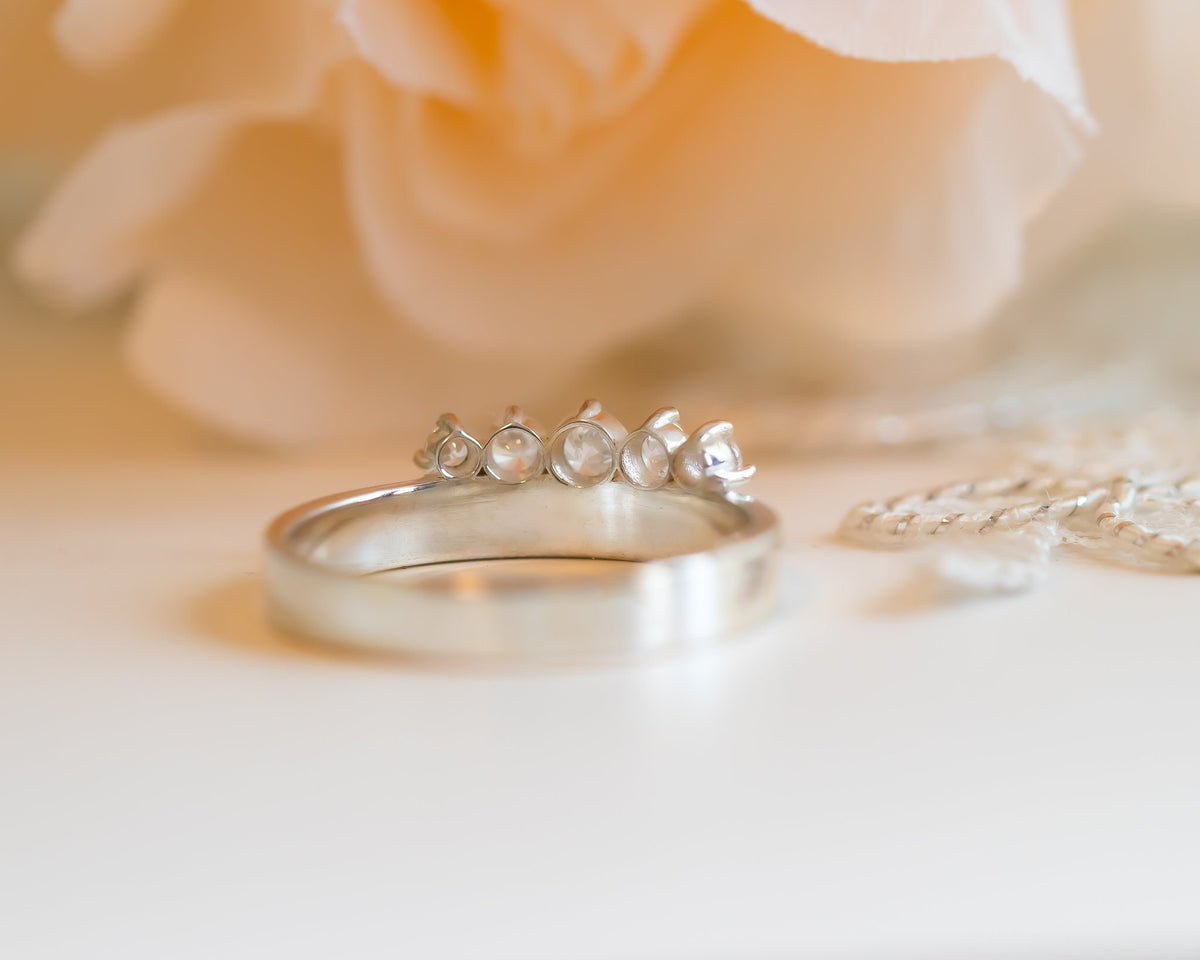 Diamond Engagement Ring, Unique Engagement Ring, Diamond Ring, Wedding Ring, Diamond Band, Five Stone Ring, 14K Gold Diamond Ring