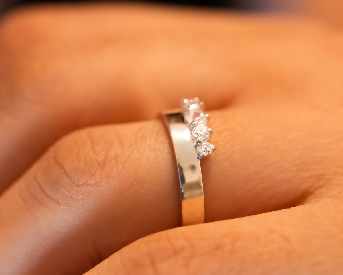 Diamond Engagement Ring, Unique Engagement Ring, Diamond Ring, Wedding Ring, Diamond Band, Five Stone Ring, 14K Gold Diamond Ring