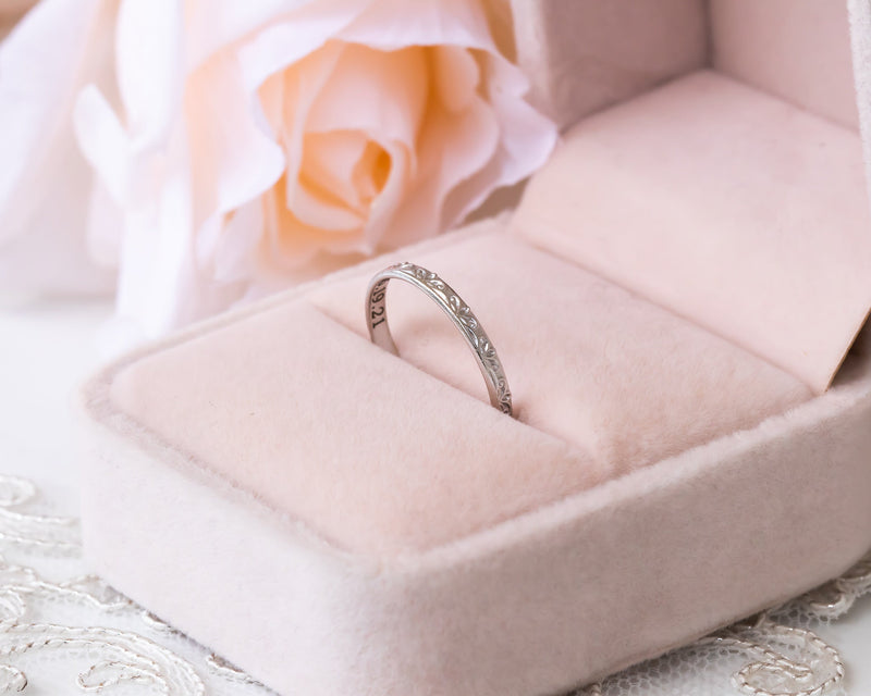 Floral Gold Ring, Delicate Wedding Band, 14k Gold Ring, Thin Floral Wedding Band, Flower Wedding Band, Women Wedding Ring, 14k Stacking Ring