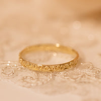Floral Gold Ring, Delicate Wedding Band, 14k Gold Ring, Thin Floral Wedding Band, Flower Wedding Band, Women Wedding Ring, 14k Stacking Ring