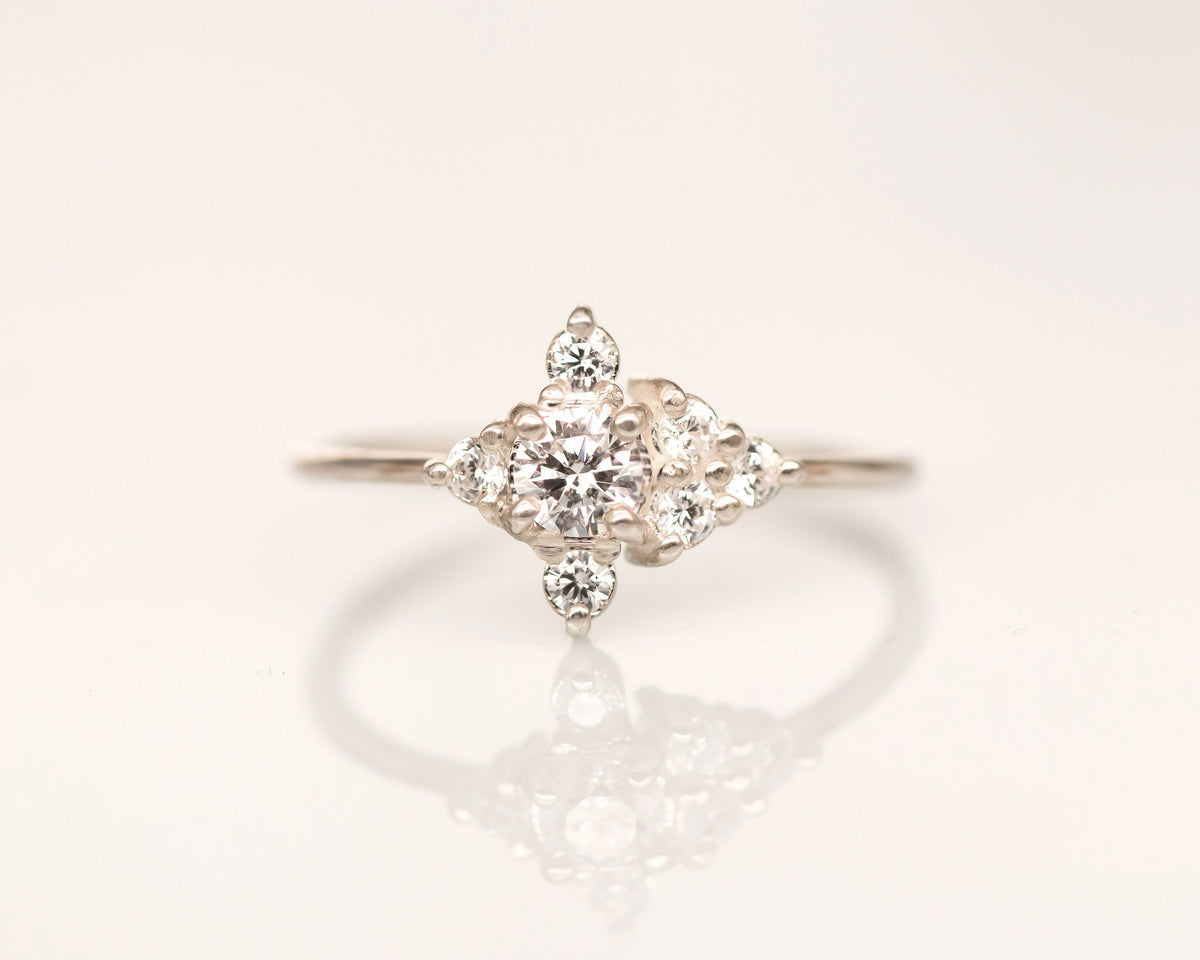 Diamond Engagement ring, Unique Diamond Ring, Diamond Cluster ring, Cluster engagement ring, Valentines Day Gift, 14K Gold Diamond Ring
