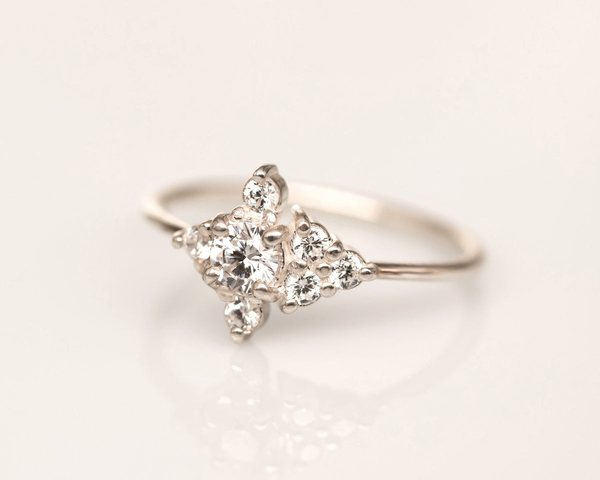 Diamond Engagement ring, Unique Diamond Ring, Diamond Cluster ring, Cluster engagement ring, Valentines Day Gift, 14K Gold Diamond Ring