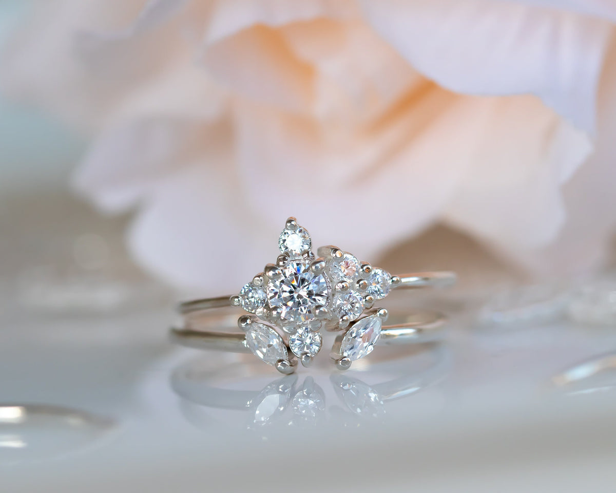 Diamond Engagement ring, Unique Diamond Ring, Diamond Cluster ring, Cluster engagement ring, Valentines Day Gift, 14K Gold Diamond Ring