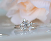 Diamond Engagement ring, Unique Diamond Ring, Diamond Cluster ring, Cluster engagement ring, Valentines Day Gift, 14K Gold Diamond Ring