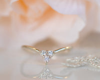 Diamond V Ring, V shape Wedding Band, Chevron Ring, Delicate Diamond Cevron Wedding Band, Cluster ring, Nesting Band, Stacking Diamond Ring