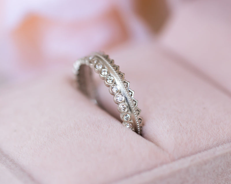 Diamond Wedding Band, Eternity Wedding Band, Diamond Eternity Band, Eternity Diamond Ring, Unique Wedding Ring, Lace Ring, Anniversary Ring