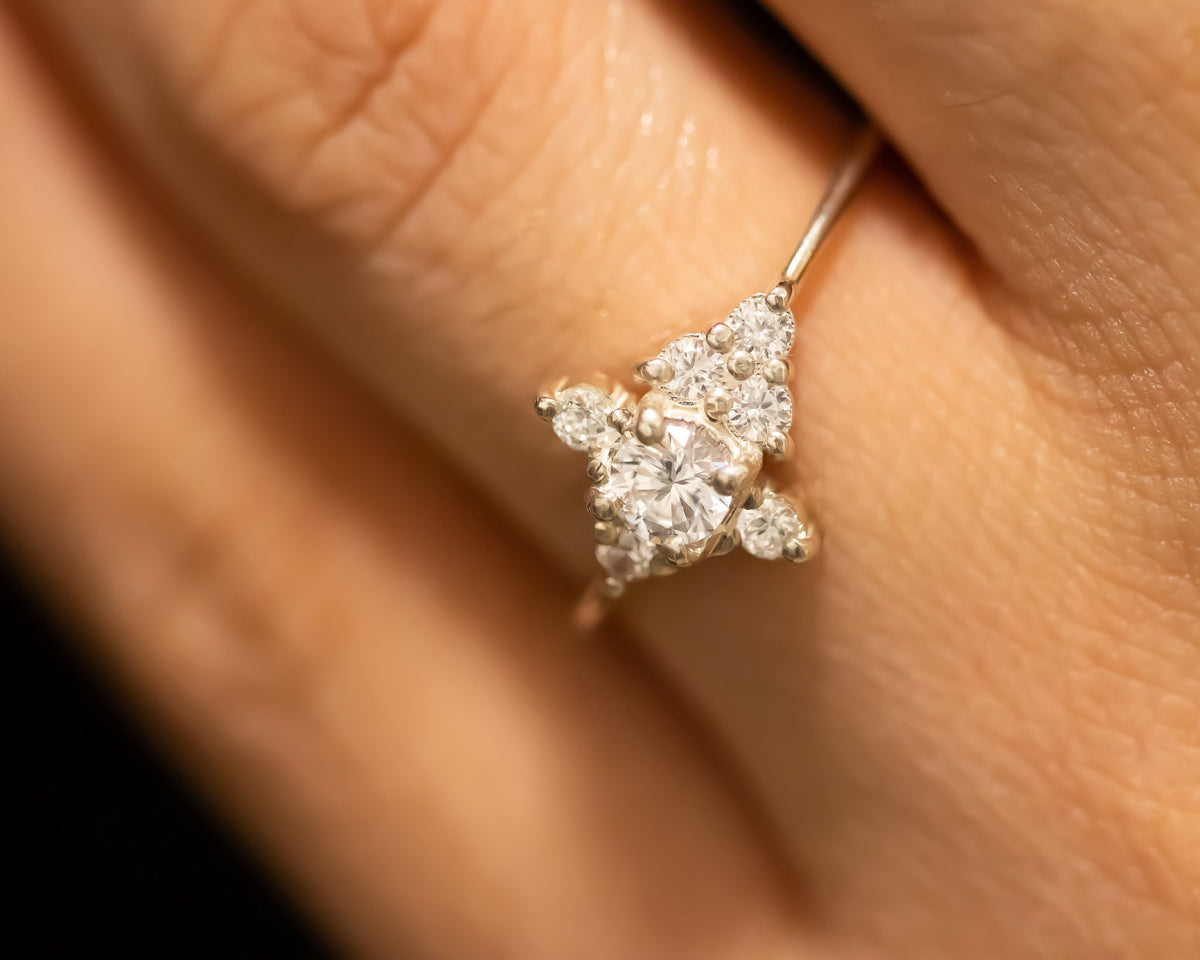 Diamond Engagement ring, Unique Diamond Ring, Diamond Cluster ring, Cluster engagement ring, Valentines Day Gift, 14K Gold Diamond Ring