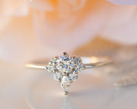 Unique Diamond Engagement ring, Diamond Ring, Diamond Cluster ring, Cluster engagement ring, Gold Diamond Ring, Valentines Day Gift