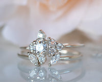 Nesting Ring, Marquise Diamond Ring, Diamond Wedding ring, Marquise Wedding Band, Open Diamond Ring Matching Ring, 14K Marquise Diamond Ring