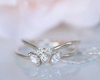 Nesting Ring, Marquise Diamond Ring, Diamond Wedding ring, Marquise Wedding Band, Open Diamond Ring Matching Ring, 14K Marquise Diamond Ring