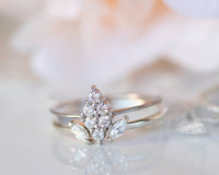Nesting Ring, Marquise Diamond Ring, Diamond Wedding ring, Marquise Wedding Band, Open Diamond Ring Matching Ring, 14K Marquise Diamond Ring