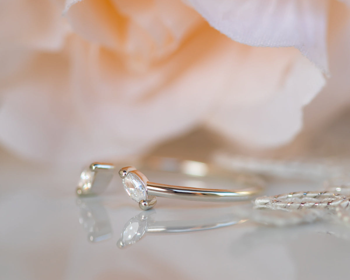 Nesting Ring, Marquise Diamond Ring, Diamond Wedding ring, Marquise Wedding Band, Open Diamond Ring Matching Ring, 14K Marquise Diamond Ring