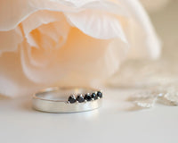 Black Diamond Ring, Black Diamonds Halo Ring, Wedding Diamond Ring, Diamond Wedding Band, 14K Gold Diamond Ring, a Unique Gift For Woman