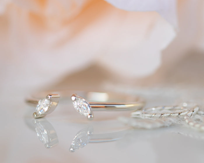 Nesting Ring, Marquise Diamond Ring, Diamond Wedding ring, Marquise Wedding Band, Open Diamond Ring Matching Ring, 14K Marquise Diamond Ring
