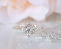Diamond Engagement ring, Unique Diamond Ring, Diamond Cluster ring, Cluster engagement ring, Valentines Day Gift, 14K Gold Diamond Ring