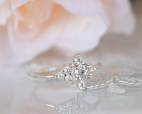 Diamond Engagement ring, Unique Diamond Ring, Diamond Cluster ring, Cluster engagement ring, Valentines Day Gift, 14K Gold Diamond Ring