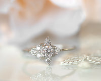 Diamond Engagement ring, Unique Diamond Ring, Diamond Cluster ring, Cluster engagement ring, Valentines Day Gift, 14K Gold Diamond Ring