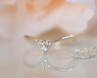 Diamond V Ring, V shape Wedding Band, Chevron Ring, Delicate Diamond Cevron Wedding Band, Cluster ring, Nesting Band, Stacking Diamond Ring