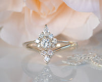 Diamond V Ring, V shape Wedding Band, Chevron Ring, Delicate Diamond Cevron Wedding Band, Cluster ring, Nesting Band, Stacking Diamond Ring