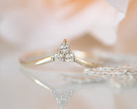 Diamond V Ring, V shape Wedding Band, Chevron Ring, Delicate Diamond Cevron Wedding Band, Cluster ring, Nesting Band, Stacking Diamond Ring