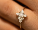 Diamond Engagement ring, Unique Diamond Ring, Diamond Cluster ring, Cluster engagement ring, Valentines Day Gift, 14K Gold Diamond Ring