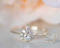 Unique Diamond Engagement ring, Diamond Ring, Diamond Cluster ring, Cluster engagement ring, Gold Diamond Ring, Valentines Day Gift