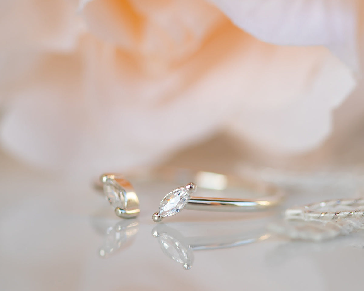 Nesting Ring, Marquise Diamond Ring, Diamond Wedding ring, Marquise Wedding Band, Open Diamond Ring Matching Ring, 14K Marquise Diamond Ring