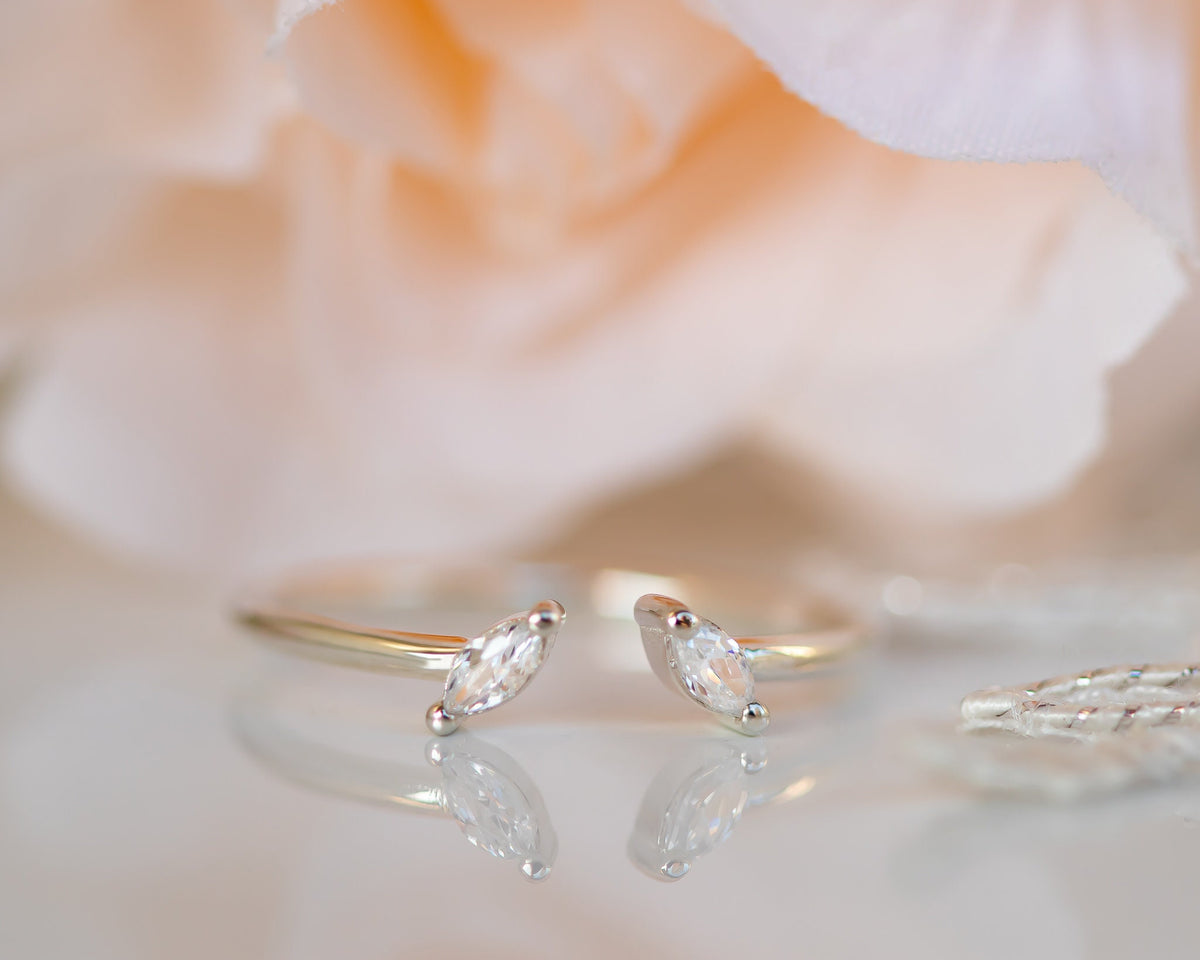 Nesting Ring, Marquise Diamond Ring, Diamond Wedding ring, Marquise Wedding Band, Open Diamond Ring Matching Ring, 14K Marquise Diamond Ring